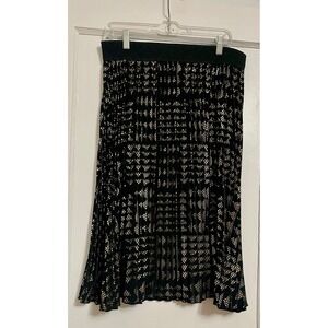 LULAROE ELEGANT JILL SKIRT BLACK‎ GOLD ACCORDIAN PLEATED SIZE LARGE
